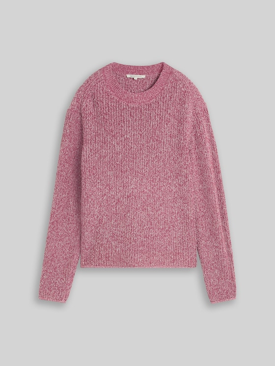 Relaxed-fit knitted jumper - dusty berry mouline