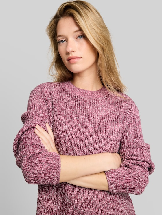 Relaxed-fit knitted jumper - dusty berry mouline