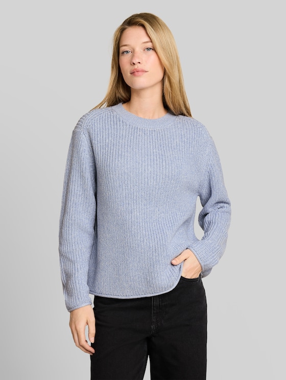 Relaxed-fit knitted jumper - foggy blue mouline