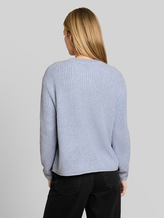 Relaxed-fit knitted jumper - foggy blue mouline