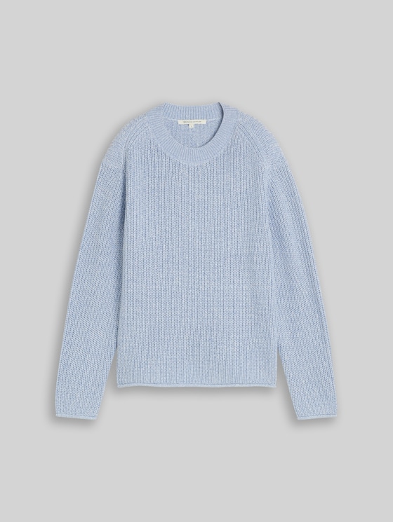 Relaxed-fit knitted jumper - foggy blue mouline