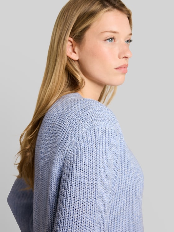 Relaxed-fit knitted jumper - foggy blue mouline