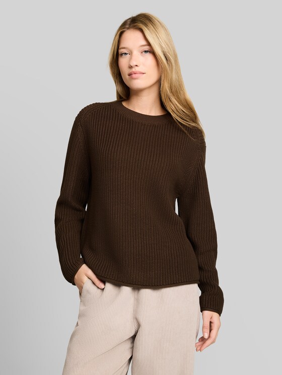 Relaxed-fit knitted jumper - new cool dark brown