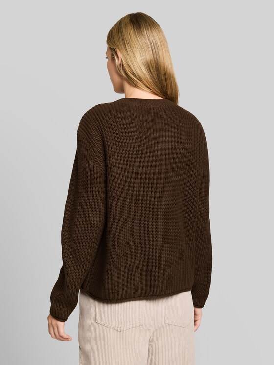 Relaxed-fit knitted jumper - new cool dark brown