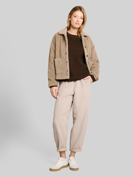 Relaxed-fit knitted jumper - new cool dark brown