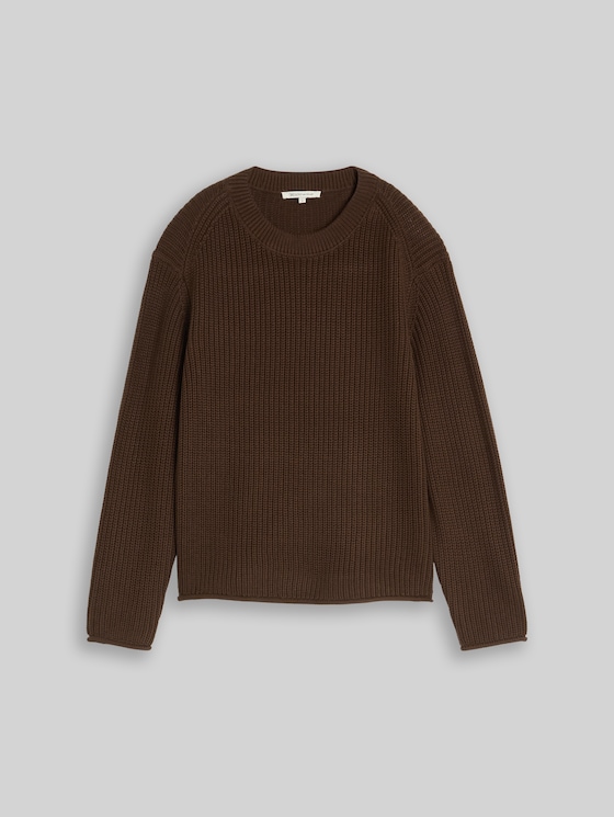 Relaxed-fit knitted jumper - new cool dark brown