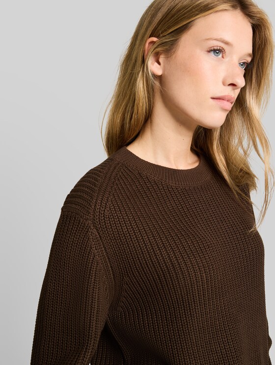 Relaxed-fit knitted jumper - new cool dark brown