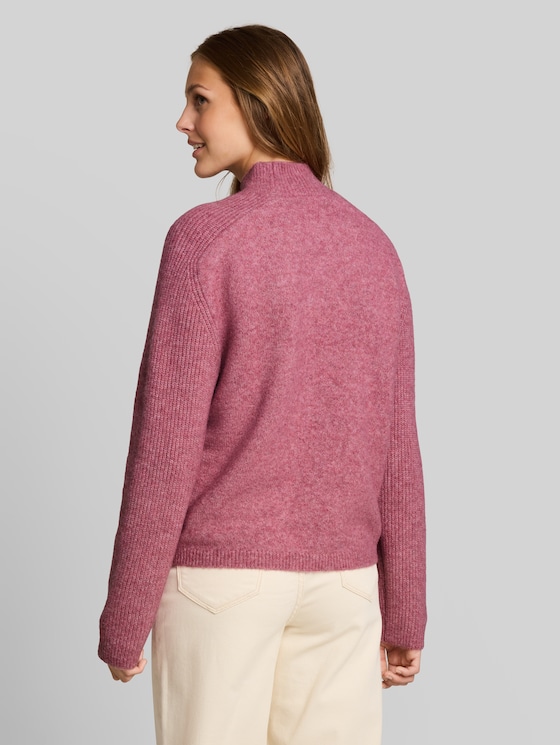 Knitted jumper with wool content - dusty berry melange