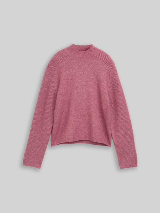 Knitted jumper with wool content - dusty berry melange