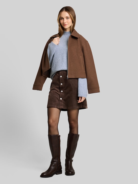 Knitted jumper with wool content - foggy sky blue melange