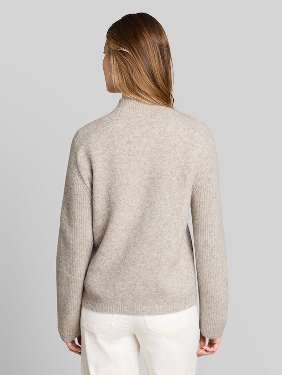 Knitted jumper with wool content - atmosphere beige melange