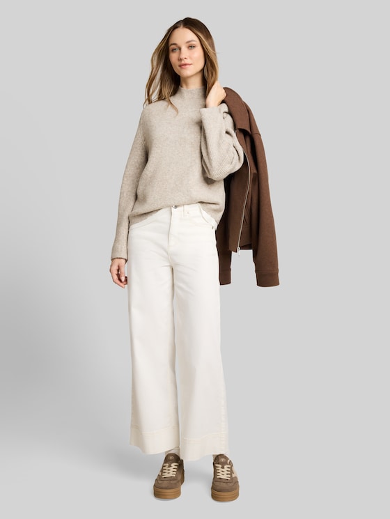 Knitted jumper with wool content - atmosphere beige melange