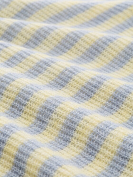 Lightweight knitted jumper with alpaca blend - mid blue yellow stripe