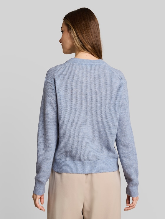 Lightweight knitted jumper with alpaca blend - foggy sky blue melange