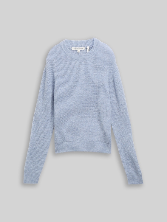 Lightweight knitted jumper with alpaca blend - foggy sky blue melange