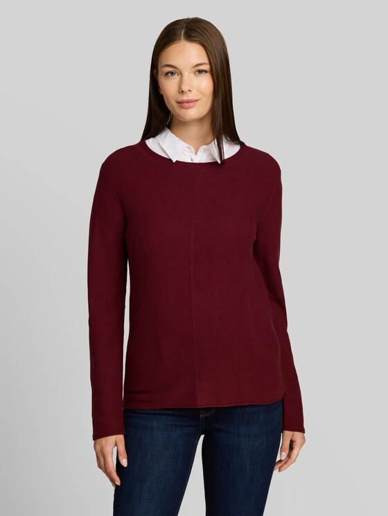 Cotton knitted jumper - Preppy Plum