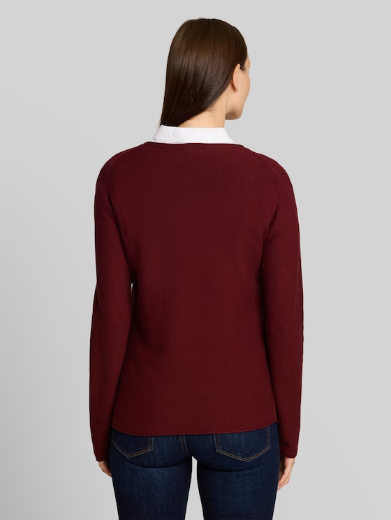 Cotton knitted jumper - Preppy Plum
