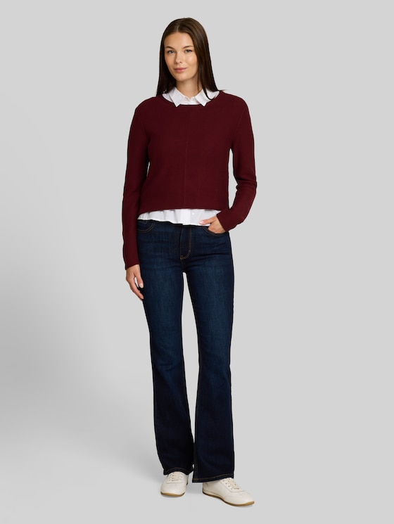 Cotton knitted jumper - Preppy Plum