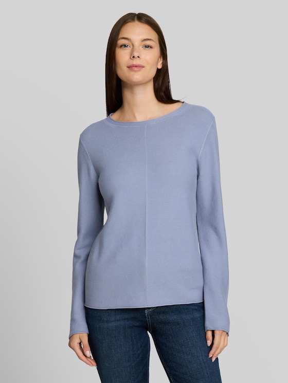 Cotton knitted jumper - fern blue