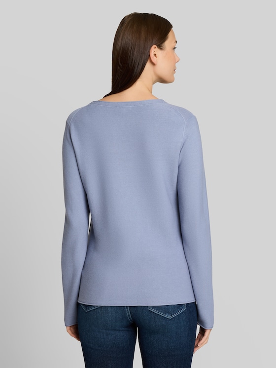 Cotton knitted jumper - fern blue