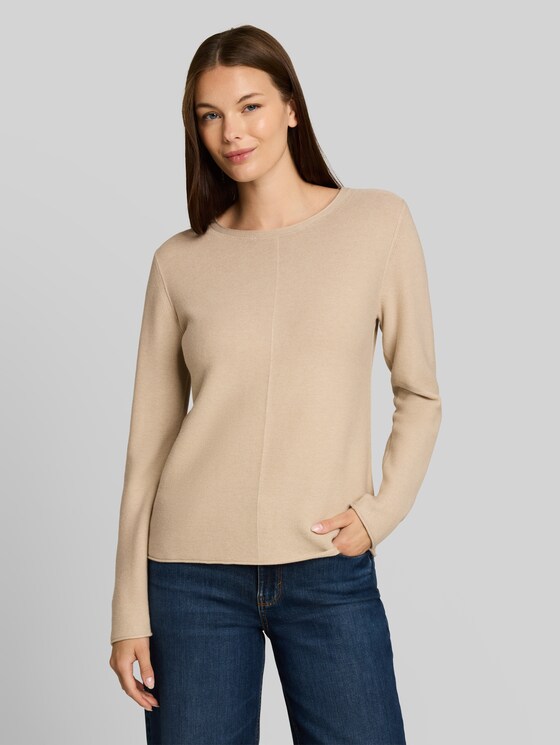 Cotton knitted jumper - gravel beige melange