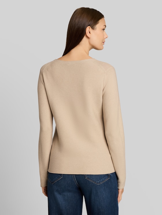 Cotton knitted jumper - gravel beige melange