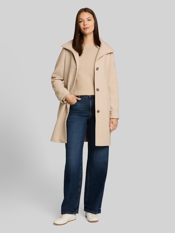 Cotton knitted jumper - gravel beige melange