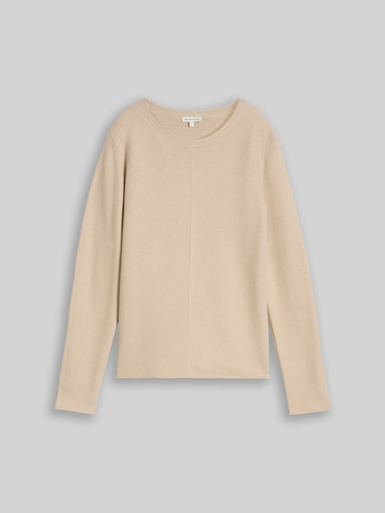 Cotton knitted jumper - gravel beige melange