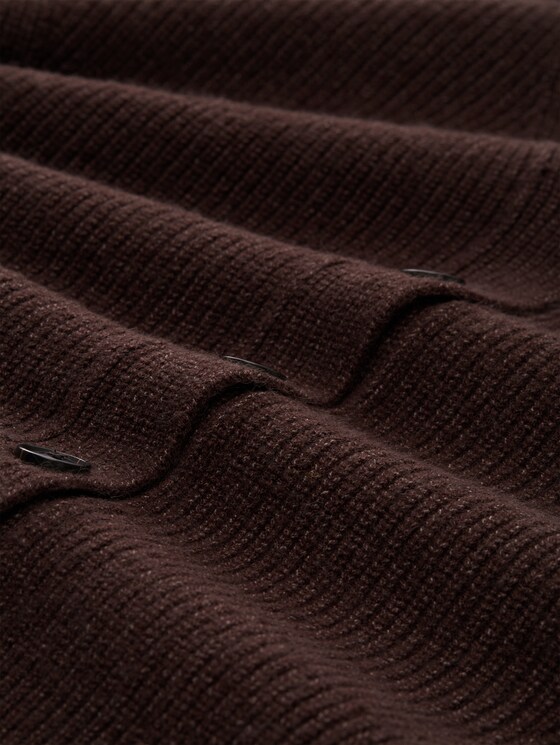 Oversized cardigan with a V-neck - java dark brown melange