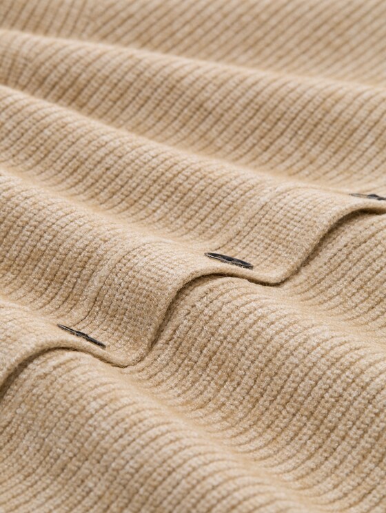 Oversized cardigan with a V-neck - gravel beige melange