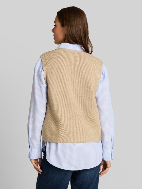 V-neck slipover - gravel beige melange