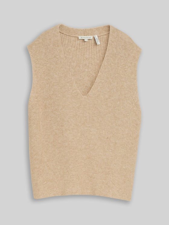 V-neck slipover - gravel beige melange