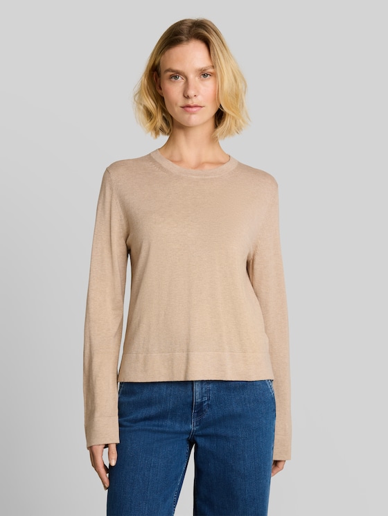 Knitted jumper with silk blend - gravel beige melange