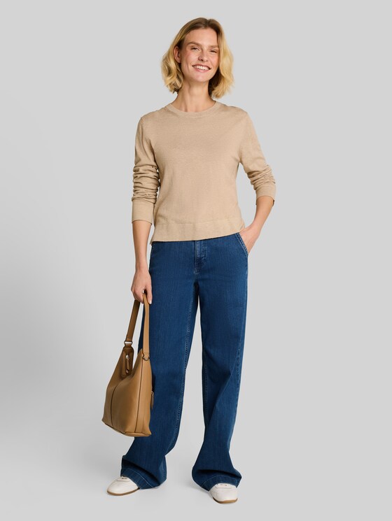 Knitted jumper with silk blend - gravel beige melange