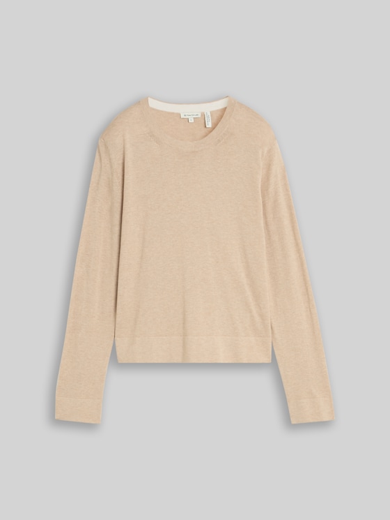 Knitted jumper with silk blend - gravel beige melange
