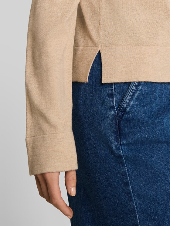 Knitted jumper with silk blend - gravel beige melange