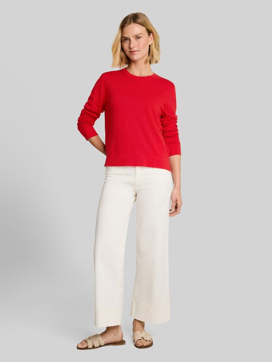Knitted jumper with silk blend - soft scarlet red