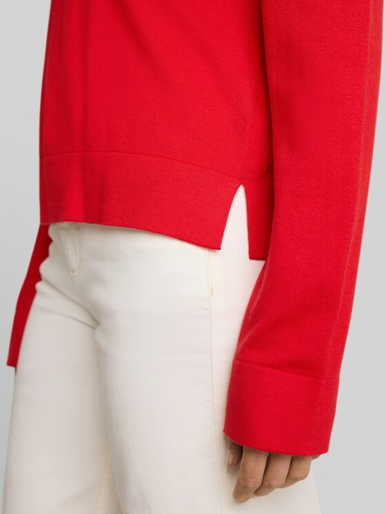 Knitted jumper with silk blend - soft scarlet red