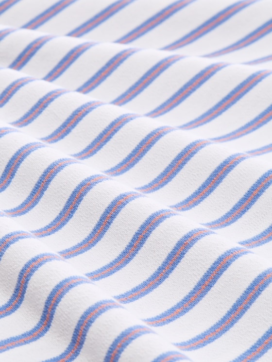 Loose-fit T-shirt with a striped pattern - white blue coral stripe