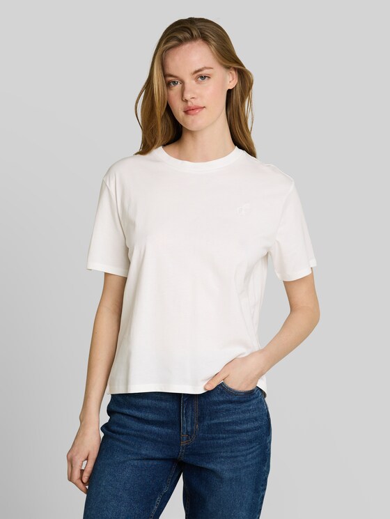 Boxy-fit T-shirt with embroidery - off white