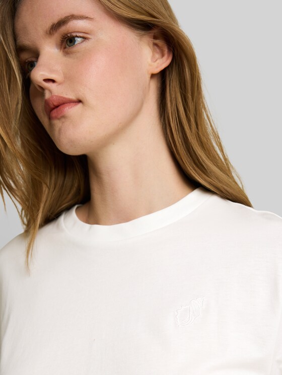 Boxy-fit T-shirt with embroidery - off white