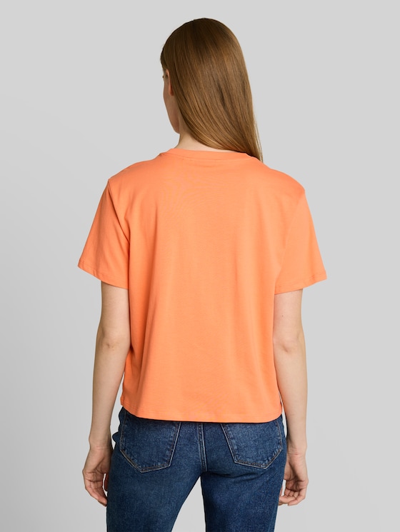 Boxy-fit T-shirt with embroidery - bright coral