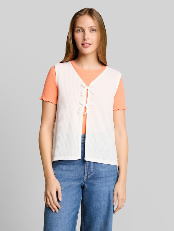 Top with bow details - off white