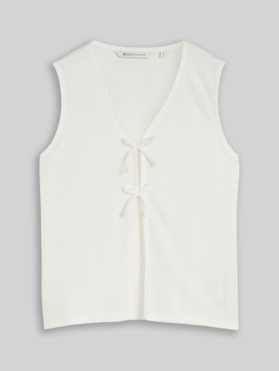Top with bow details - off white