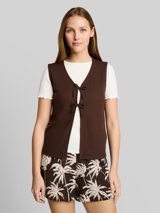 Top with bow details - cool dark brown