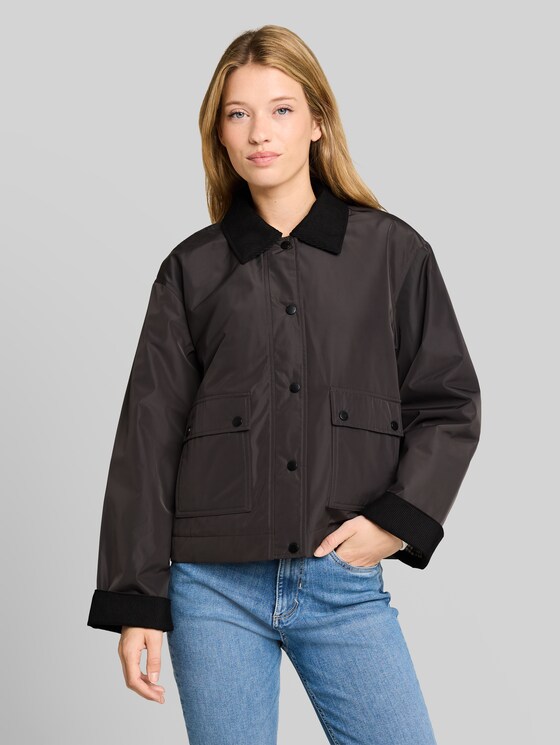 Transitional jacket with corduroy collar - Coal Mine Grey