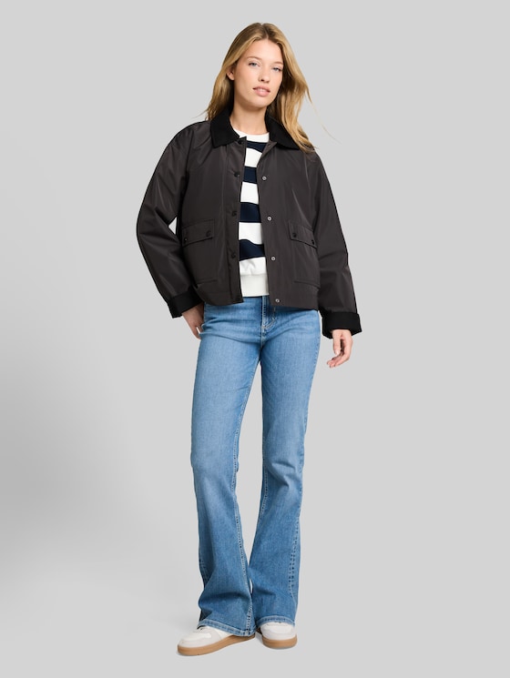 Transitional jacket with corduroy collar - Coal Mine Grey