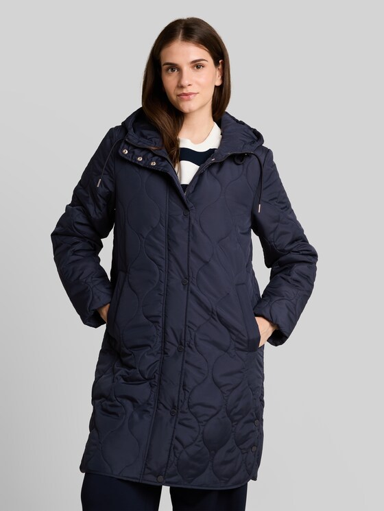 Lightweight quilted coat with hood - sky captain blue
