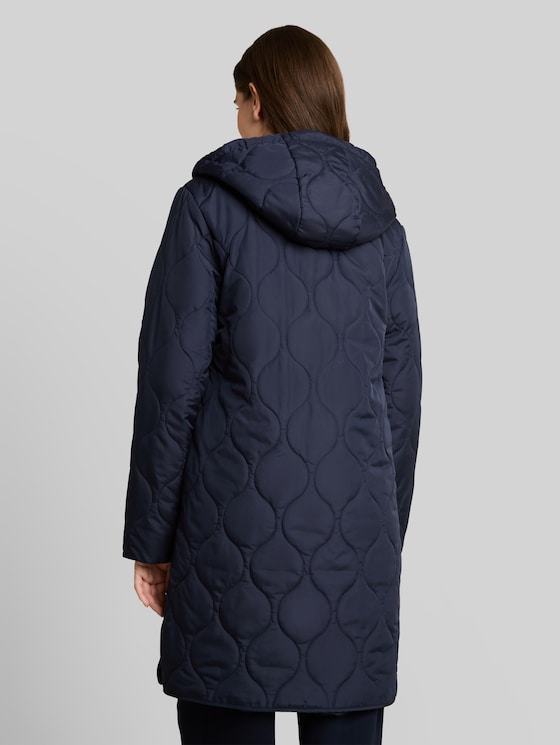 Lightweight quilted coat with hood - sky captain blue