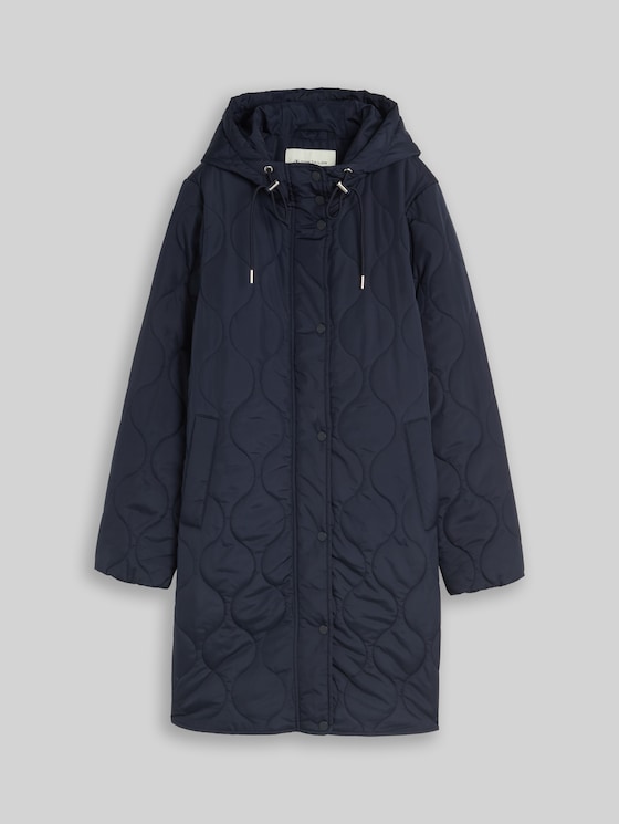 Lightweight quilted coat with hood - sky captain blue